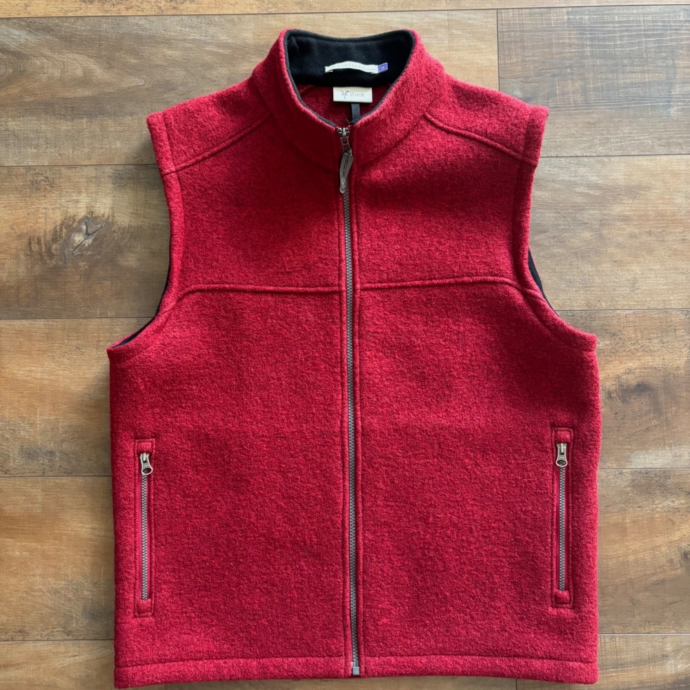 Ibex Arlberg Red Black Merino 100% Wool Sweater Vest Rugged Men's Size Large